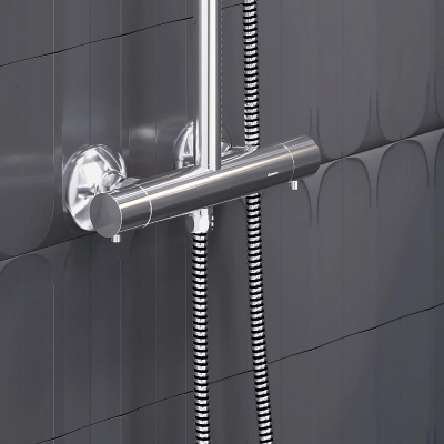 Душевая система Damixa Jupiter 977800000 стойка с тропическим душем, термостатом, смесителем, хром