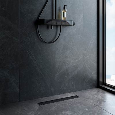 Душевой трап (лоток) 50 AM.PM MasterFlow W01SC-U11-050-04BM комбинированный затвор с черной матовой решеткой под плитку