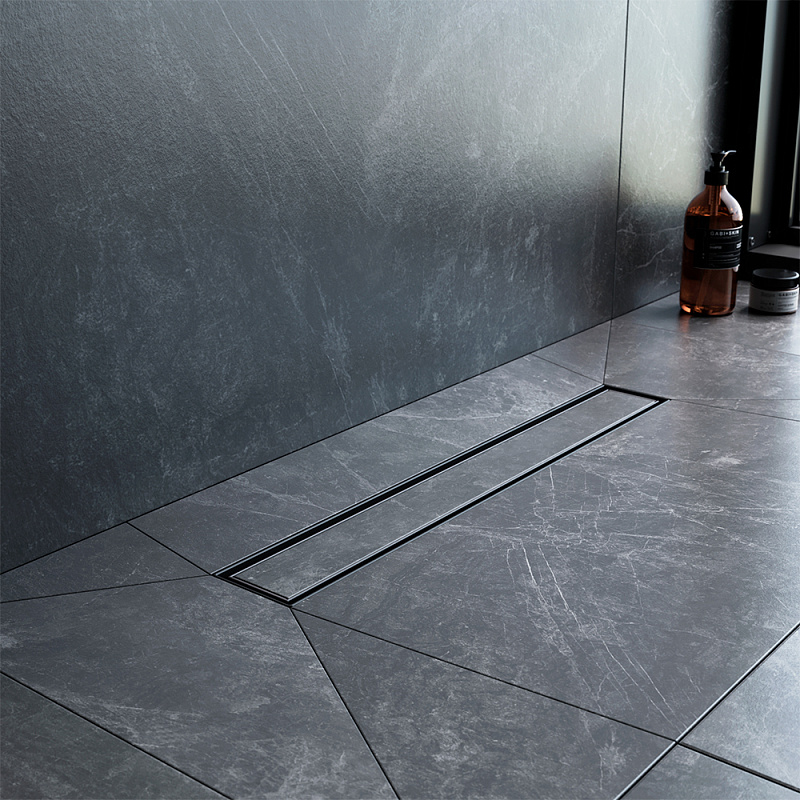 Душевой трап (лоток) 50 AM.PM MasterFlow W01SC-U11-050-04BM комбинированный затвор с черной матовой решеткой под плитку