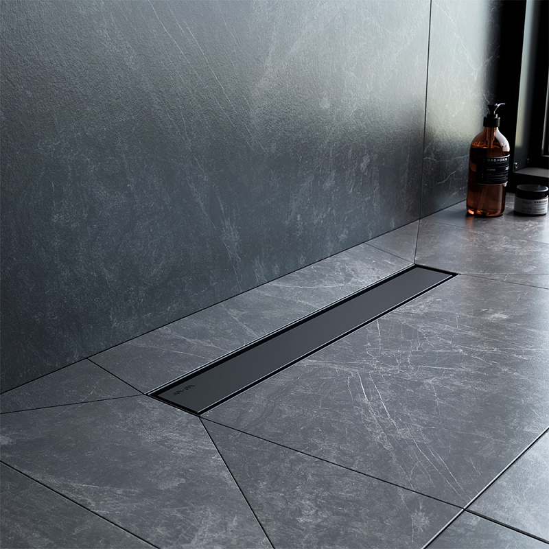 Душевой трап (лоток) 50 AM.PM MasterFlow W01SC-U11-050-04BM комбинированный затвор с черной матовой решеткой под плитку