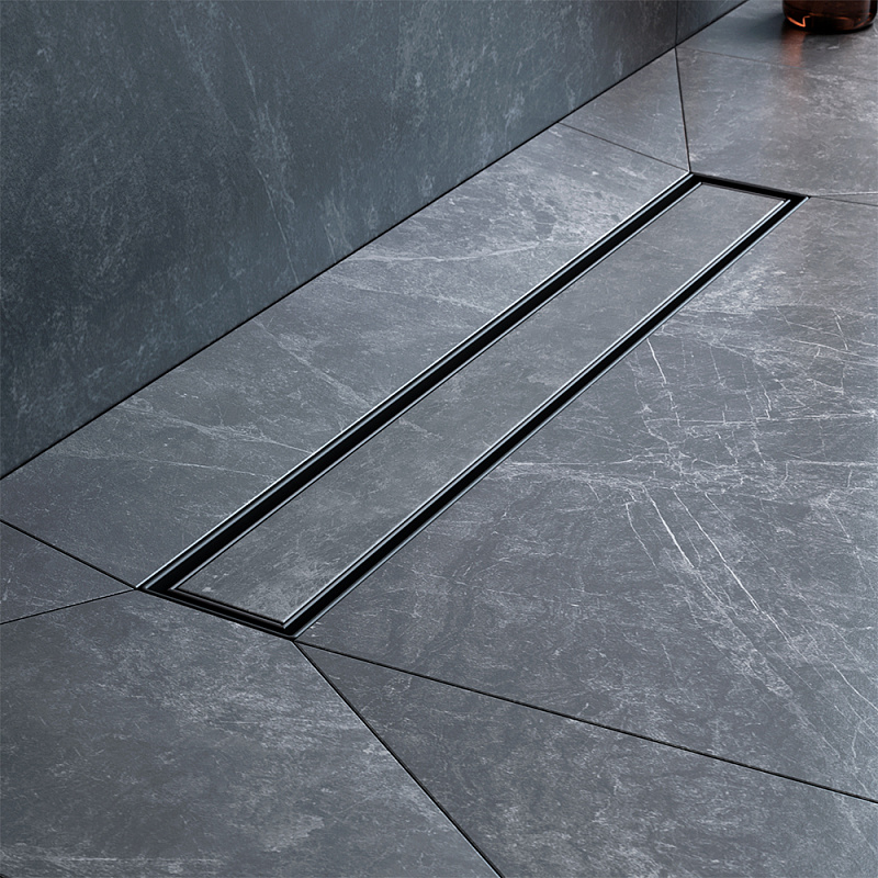 Душевой трап (лоток) 50 AM.PM MasterFlow W01SC-U11-050-04BM комбинированный затвор с черной матовой решеткой под плитку