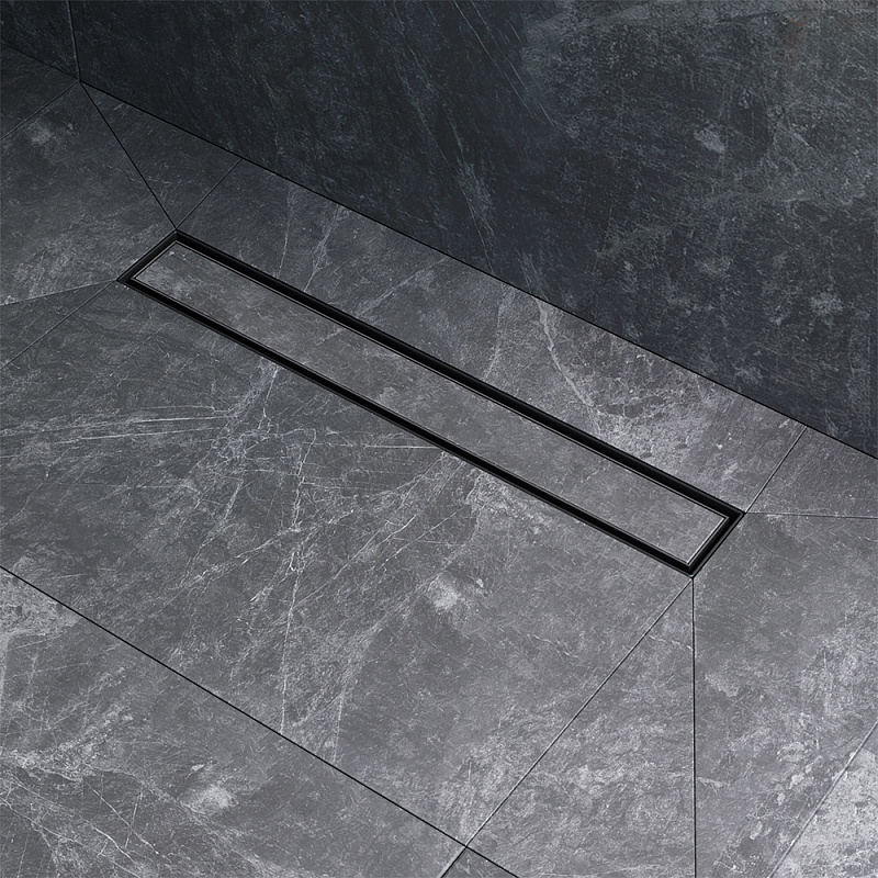 Душевой трап (лоток) 50 AM.PM MasterFlow W01SC-U11-050-04BM комбинированный затвор с черной матовой решеткой под плитку