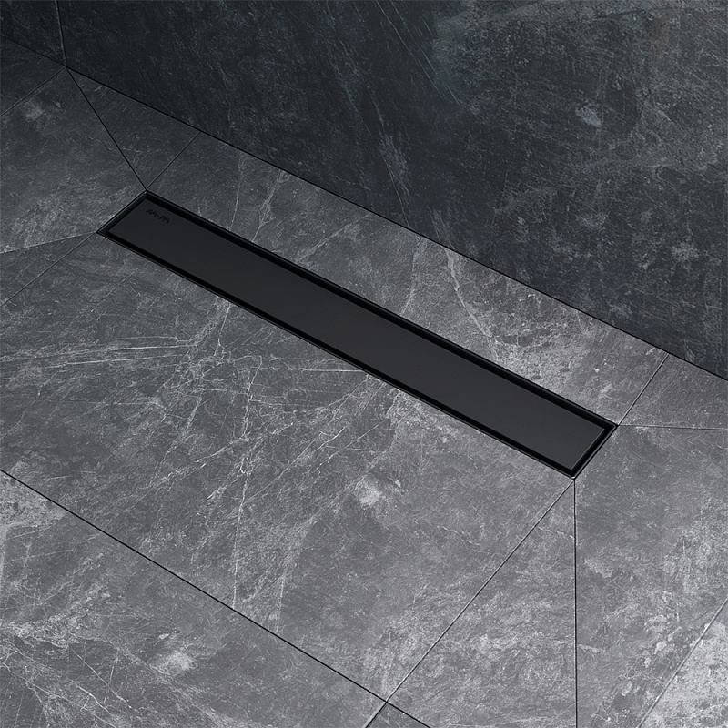 Душевой трап (лоток) 50 AM.PM MasterFlow W01SC-U11-050-04BM комбинированный затвор с черной матовой решеткой под плитку