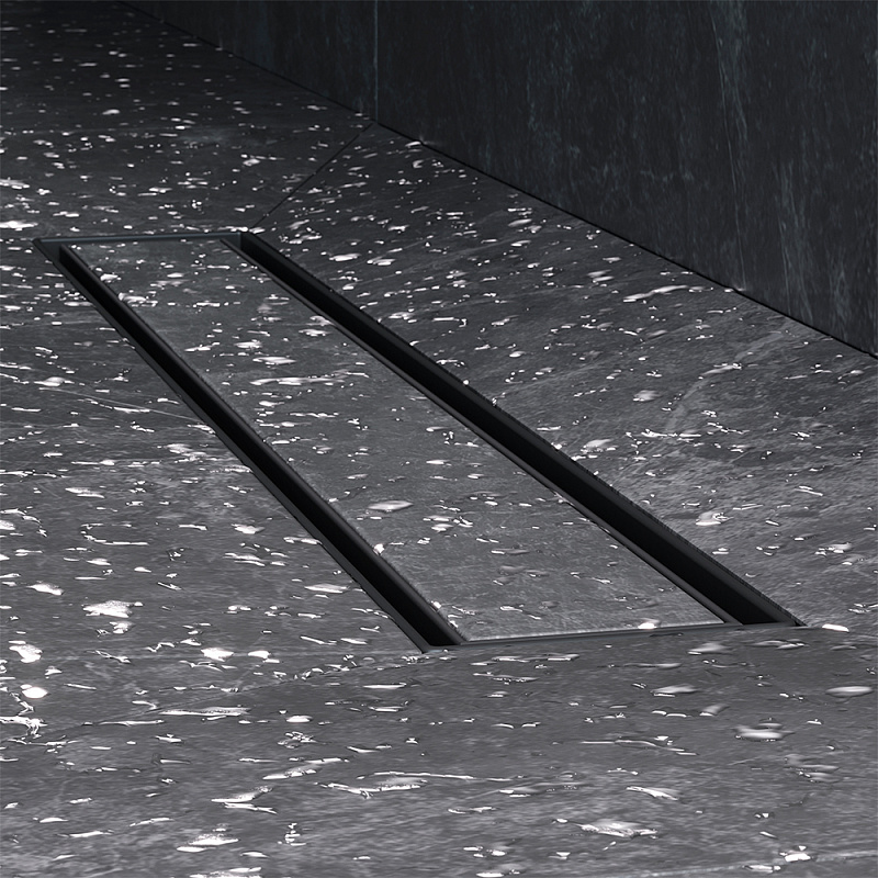 Душевой трап (лоток) 50 AM.PM MasterFlow W01SC-U11-050-04BM комбинированный затвор с черной матовой решеткой под плитку