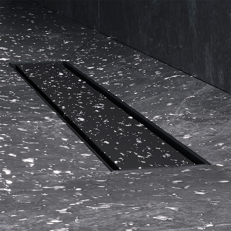 Душевой трап (лоток) 50 AM.PM MasterFlow W01SC-U11-050-04BM комбинированный затвор с черной матовой решеткой под плитку