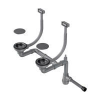 Арматура для двухчашевых моек с прямоугольными переливами и декоративными элементами для корзины Omoikiri WK-2C-GM, 4956498