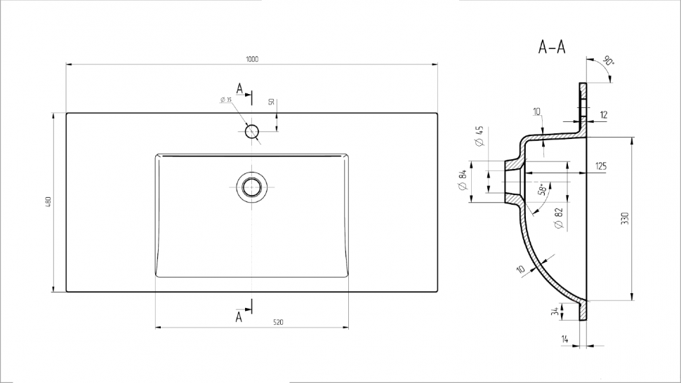 Раковина VCB-13100G из кварца, цвет серый