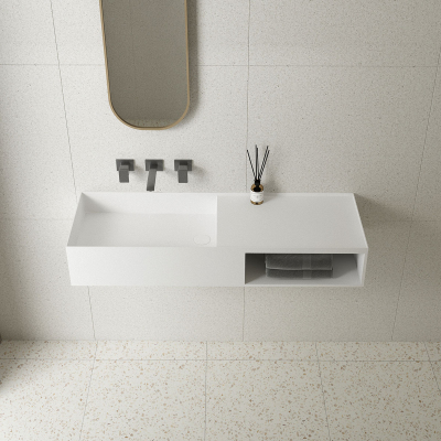 Раковина Solid Surface Vincea VWB-6S180MW, 800*400*200, подвесная, цвет белый матовый