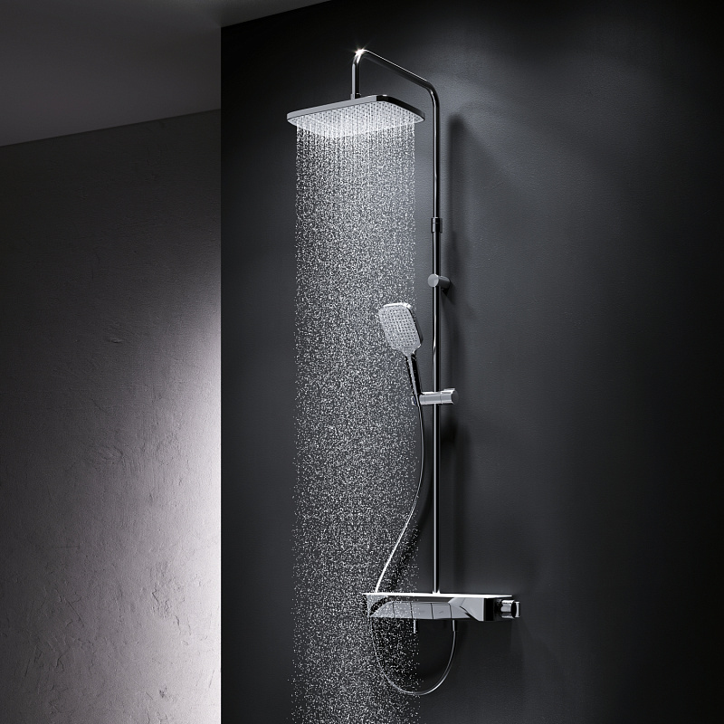 Душевая система AM.PM Func F078F300 стойка с тропическим душем, термостатом, смесителем, изливом, хром