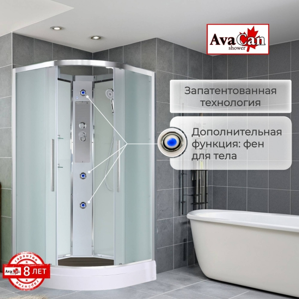 Душевая кабина AvaCan EM2090N 90x90 см без крыши