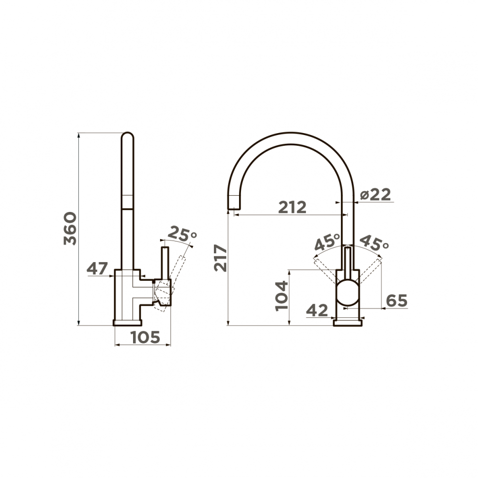 Смеситель для кухни Omoikiri Wakayama-BN латунь/нержавеющая сталь, 4994244