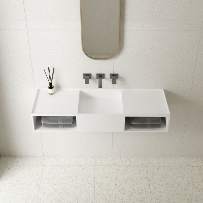 Раковина Solid Surface Vincea VWB-6S212MW, 1200*400*200, подвесная, цвет белый матовый