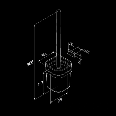 Ершик для унитаза AM.PM Func A8F33300 со стеклянной настенной подставкой, хром