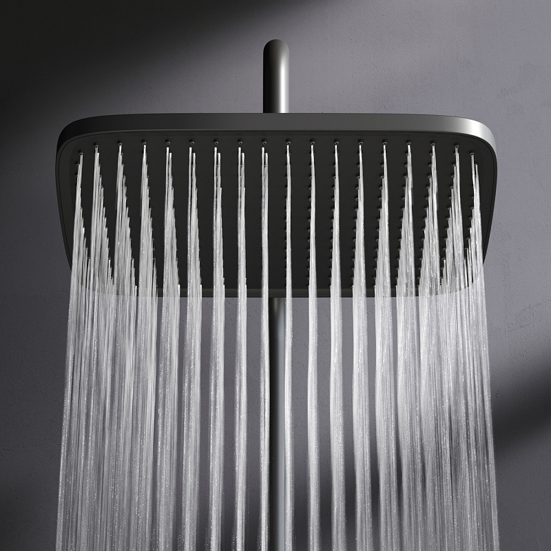 Душевая система AM.PM Func F078F222 стойка с тропическим душем, термостатом, смесителем, черная