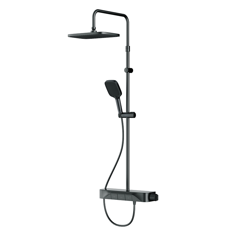 Душевая система AM.PM Func F078F222 стойка с тропическим душем, термостатом, смесителем, черная