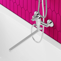 Смеситель для ванны и душа Dorff Stark D1109500 длинный излив, душевая лейка, шланг 1500, хром