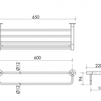 Полка SANCOS Base для полотенец, черный матовый, SC9028MB