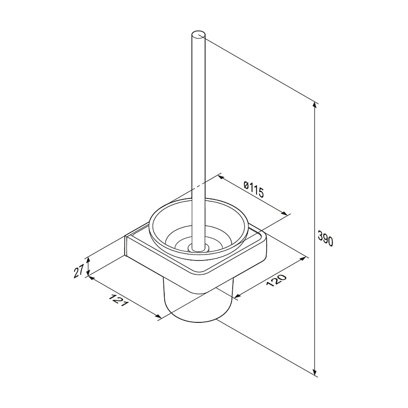 Ершик для унитаза Damixa Jupiter DA7733300 со стеклянной настенной подставкой, хром