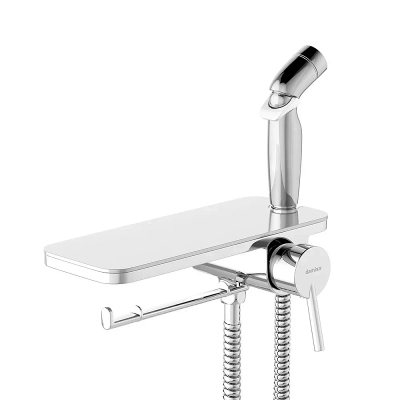 Гигиенический душ со смесителем Damixa Jupiter 773500001 хром встраиваемый, полка, шланг 1200, держатель туалетной бумаги