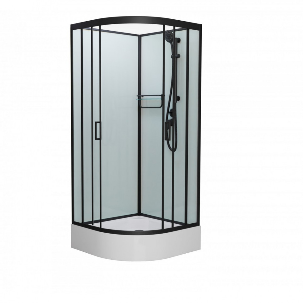 Душевая кабина Frank F400/1 М Black  100x100 без крыши матовое стекло, 20065