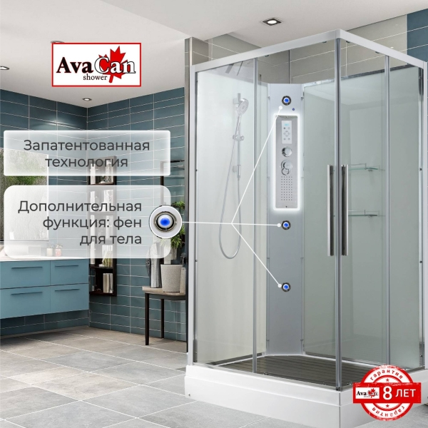 Душевая кабина AvaCan K2090N 90x90 см без крыши