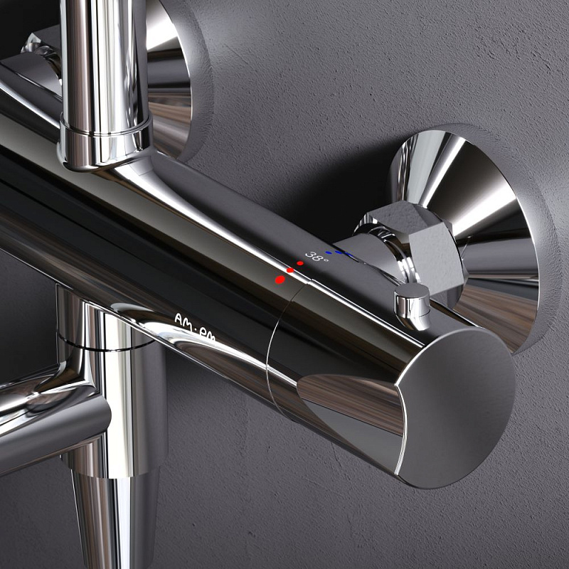 Душевая система AM.PM Crave F079C500 стойка с тропическим душем, термостатом, смесителем, изливом, хром