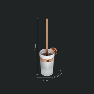 Ершик для унитаза AM.PM X-Joy A85A33344 со стеклянной настенной подставкой, розовое золото