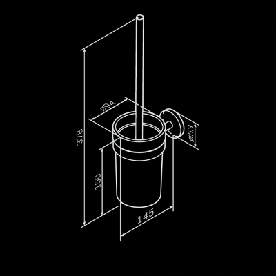Ершик для унитаза AM.PM X-Joy A85A33322 со стеклянной настенной подставкой, черный