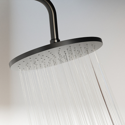 Душевая система Damixa Jupiter 977750300 стойка с тропическим душем, термостатом, смесителем, черная матовая