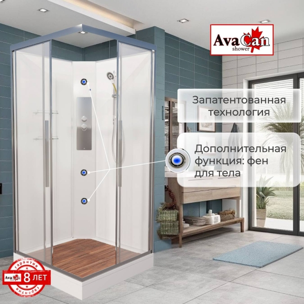 Душевая кабина AvaCan K2010N 100x100 см без крыши
