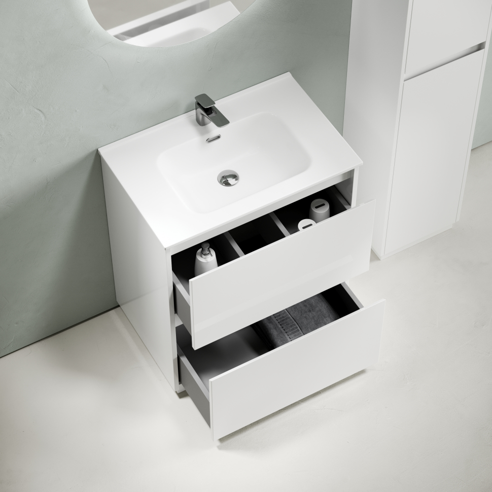 Тумба напольная под раковину SANCOS Libra Floor, белый глянец 690х450х840 мм, LB70FW