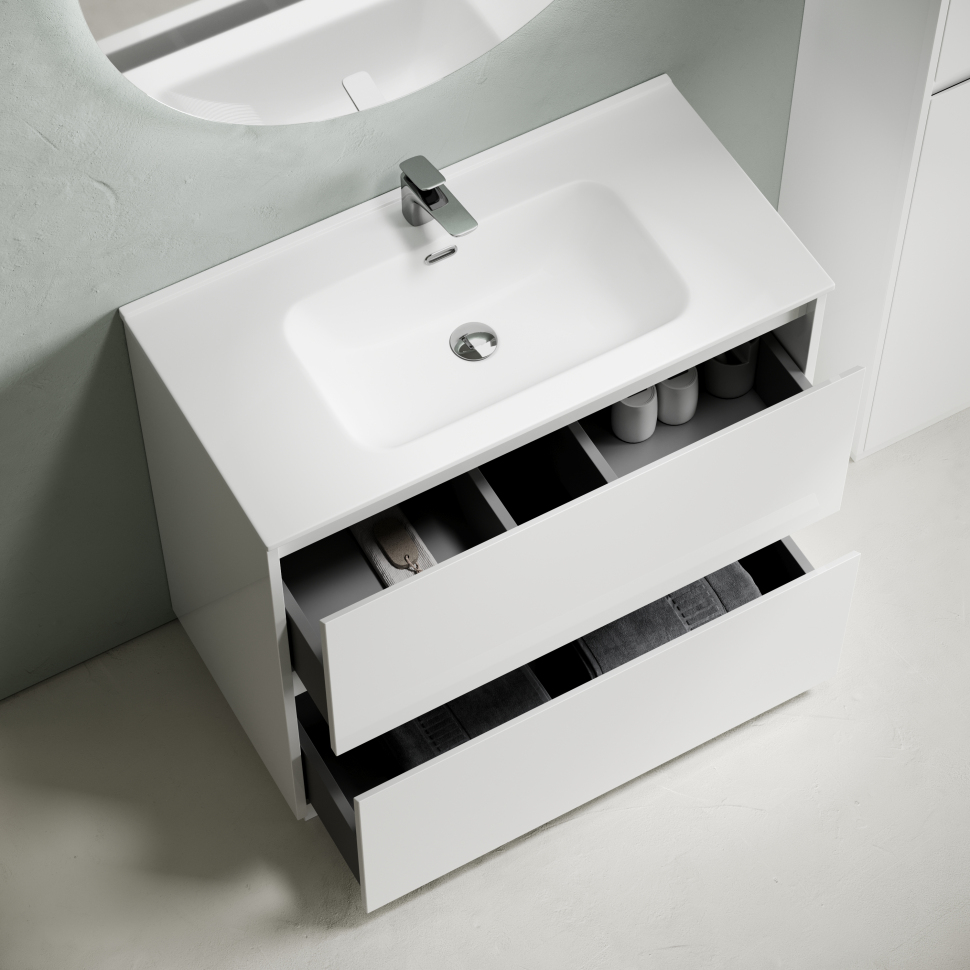 Тумба напольная под раковину SANCOS Libra Floor, белый глянец 890х450х840 мм, LB90FW