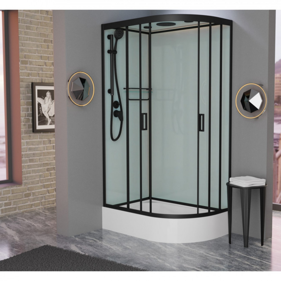 Душевая кабина Frank F412/1L М Black 120x80 матовое стекло, 20066