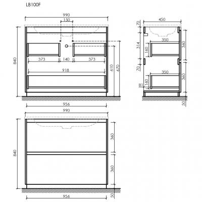 Тумба напольная под раковину SANCOS Libra Floor, белый глянец 990х450х840 мм, LB100FW