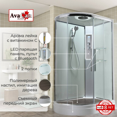 Душевая кабина AvaCan EM2811RLEDT 110x80 см прозрачная