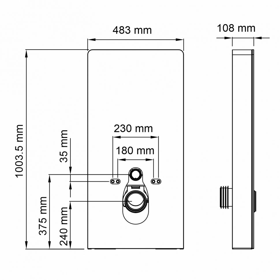 Пристенный модуль системы инсталляции для унитазов Wasserkraft Naab 86TLT.040.SE.BL