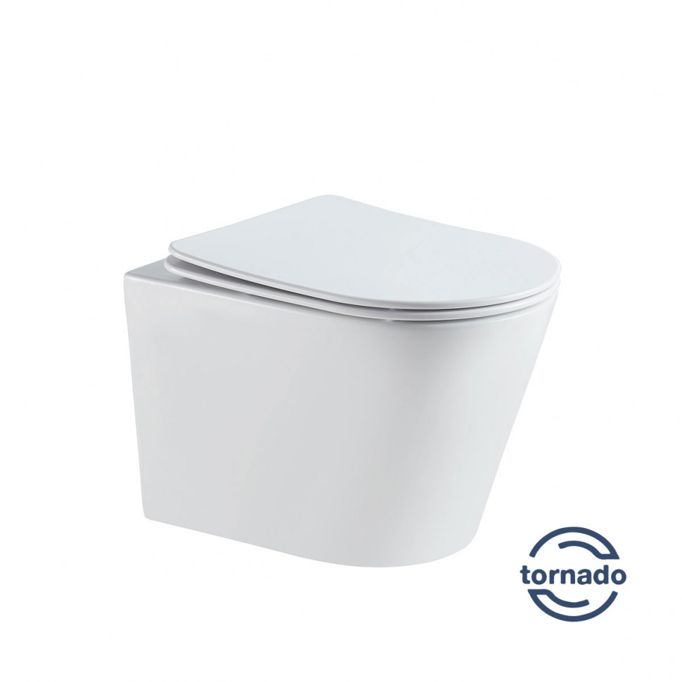 Унитаз подвесной Tornado Piatti VT1-11T, цвет белый, ультратонкое soft-close сиденье