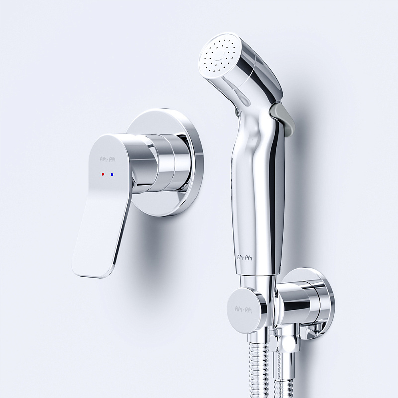 Гигиенический душ со смесителем AM.PM X-Joy F40H85A00 хром встраиваемый, шланг 1200, держатель