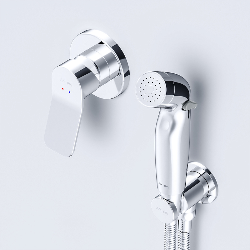 Гигиенический душ со смесителем AM.PM X-Joy F40H85A00 хром встраиваемый, шланг 1200, держатель