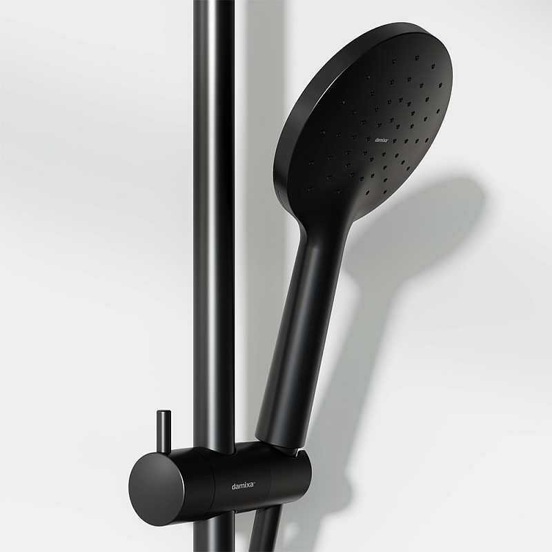 Душевая система Damixa Jupiter 977710300 стойка с тропическим душем, смесителем, черная матовая