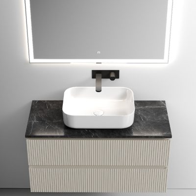 Тумба подвесная SANCOS Snob T, Beige Soft 995х445х500, под столешницу без отверстия под смеситель, цвет Black Sky, SNT100CE