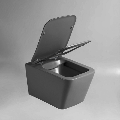 Унитаз подвесной Q-Line VT1-12MA безободковый, ультратонкое soft close сиденье, антрацит матовый