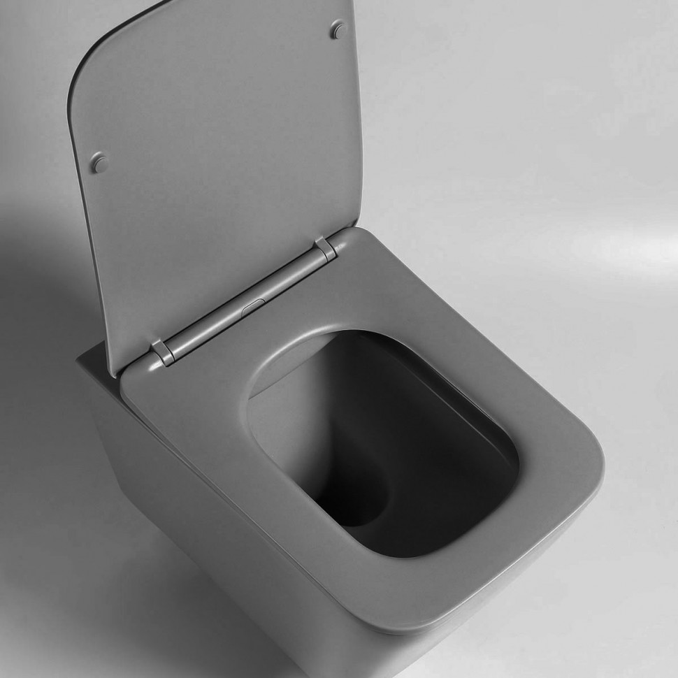 Унитаз подвесной Q-Line VT1-12MA безободковый, ультратонкое soft close сиденье, антрацит матовый