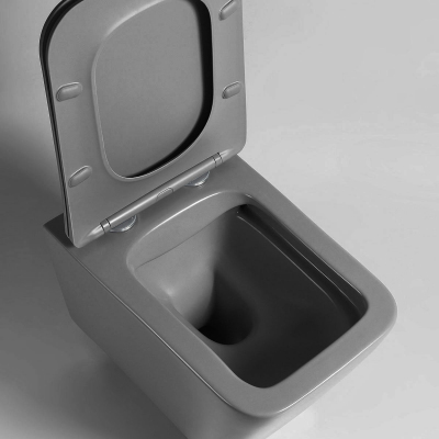 Унитаз подвесной Q-Line VT1-12MA безободковый, ультратонкое soft close сиденье, антрацит матовый