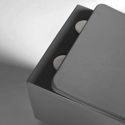 Унитаз подвесной Q-Line VT1-12MA безободковый, ультратонкое soft close сиденье, антрацит матовый