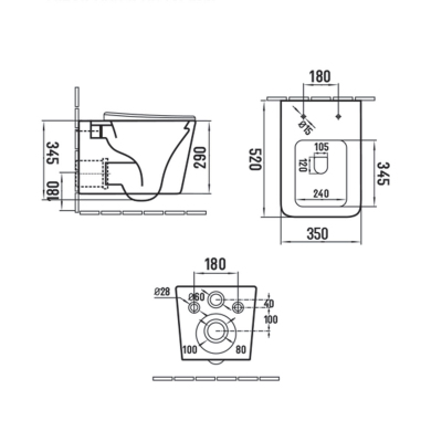 Унитаз подвесной Q-Line VT1-12MA безободковый, ультратонкое soft close сиденье, антрацит матовый
