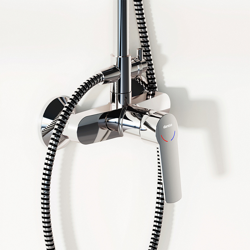 Душевая система Damixa Jupiter 977710000 стойка с тропическим душем, смесителем, хром