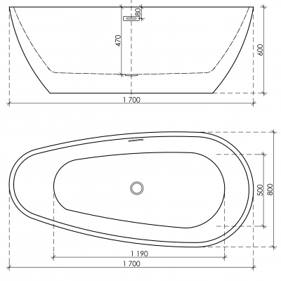 Ванна SANCOS Avocado акриловая отдельностоящая, белый 1700x800x600мм, FB18
