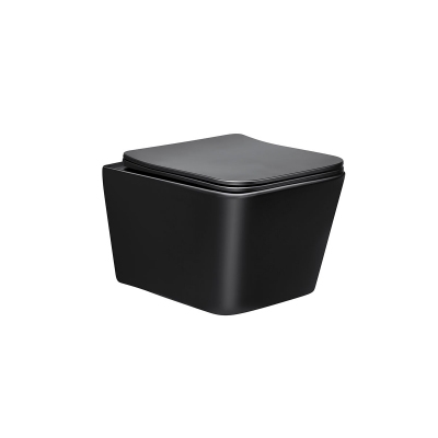 Унитаз подвесной Q-Line VT1-12MB безободковый, ультратонкое сиденье soft close, черный матовый