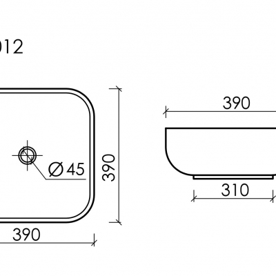 Умывальник CERAMICANOVA Element чаша накладная квадратная CN6012